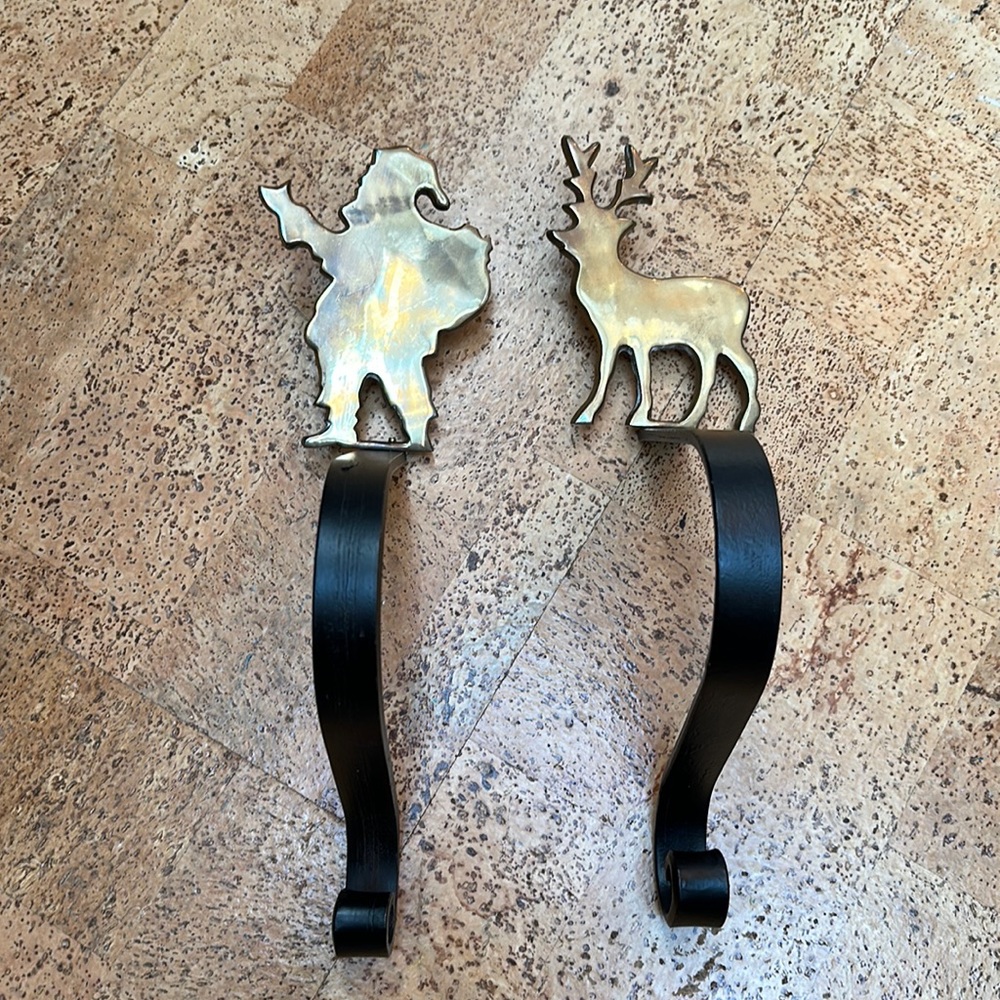 Stocking holders- Gorgeous!!! 🤩🎄Vintage, brass and steel 🦌